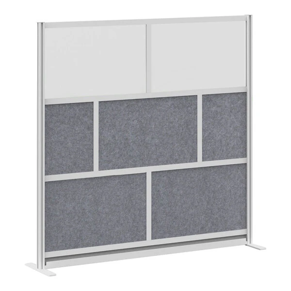 Luxor 70" x 70" Frosted Acrylic / Gray PET Modular Wall Room Divider Starter MW-7070-FCG