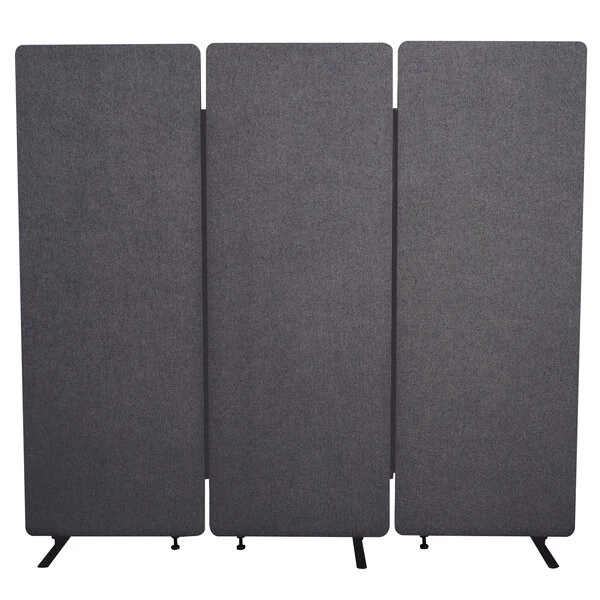 Luxor RCLM7266ZSG RECLAIM Slate Gray Room Divider Set with 3 Panels - 72" x 66"