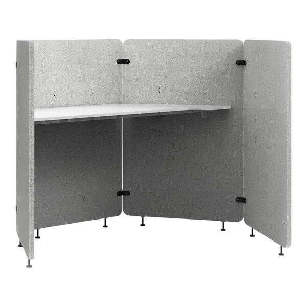 Luxor Reclaim 73" x 62 3/4" x 54 1/2" Gray / White PET / Melamine 4-Panel Acoustic Work Pod / Cubicle RCLMWP4