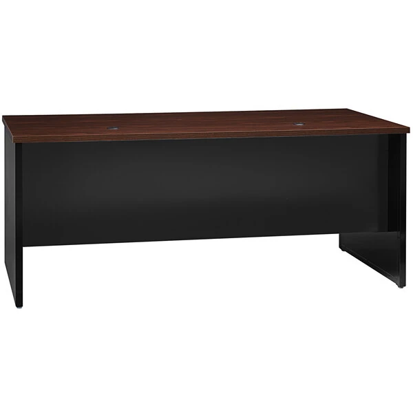 Hirsh 36" x 72" Black / Walnut Modular Desk with Left-Hand Pedestal