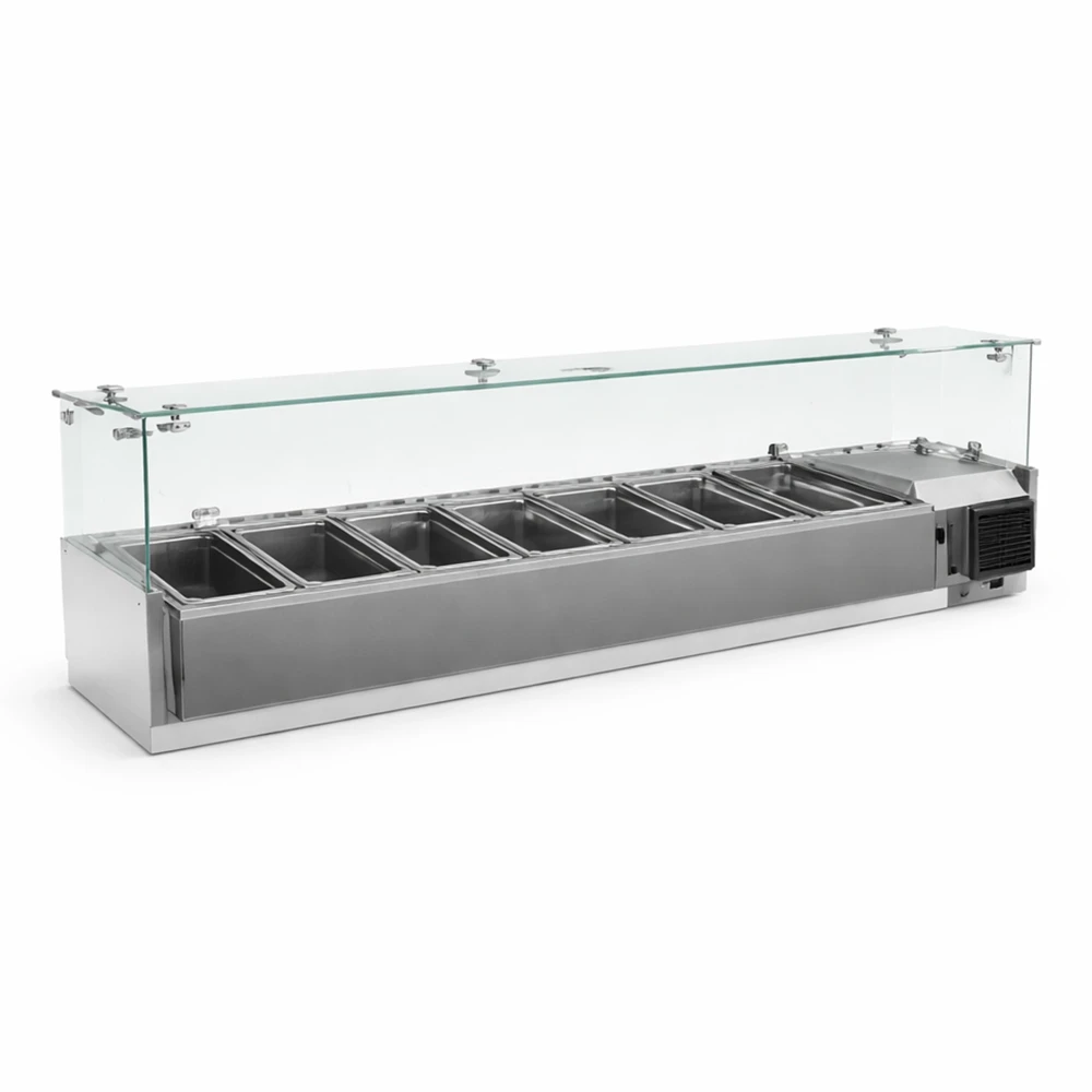Culinex, Top Salad Bar, Stainless Steel, Flat Glass, 7 GN 1/4 Pans, Silver