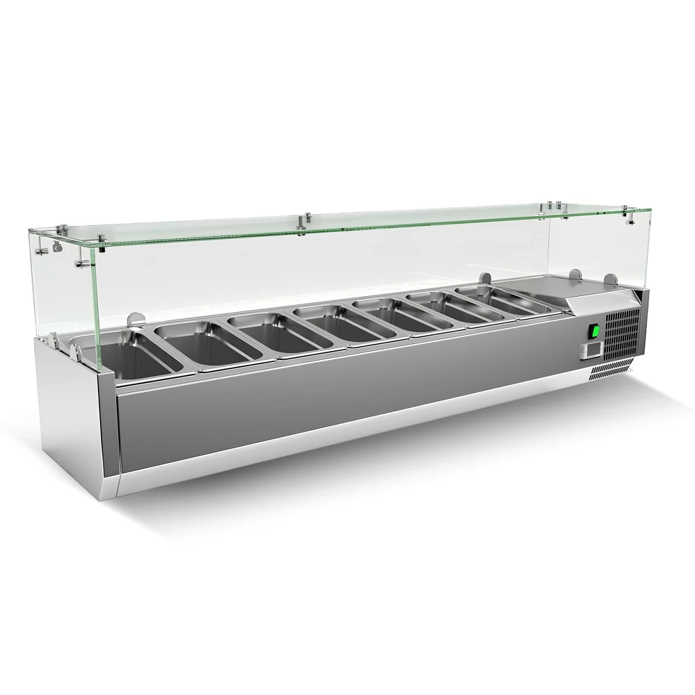 Culinex, Top Salad Bar, Stainless Steel, Flat Glass, 8 GN 1/4 Pans, Silver