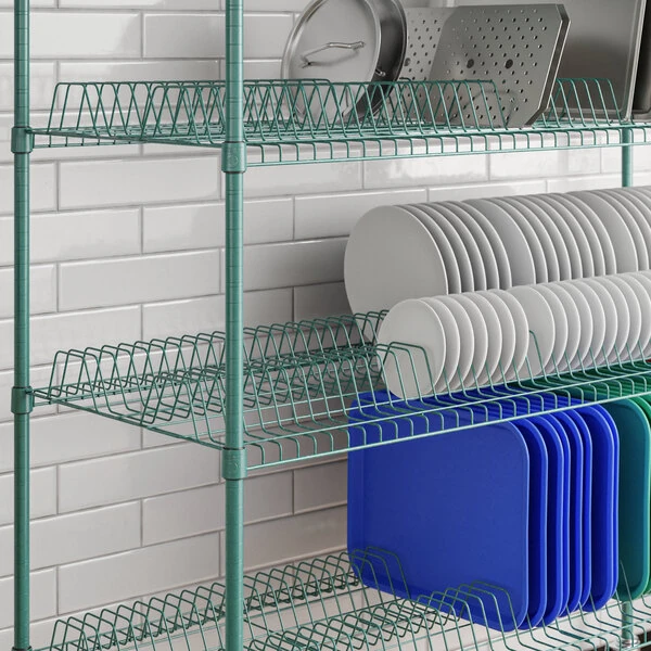 Regency 24" x 60" Green Epoxy Wire Drying Rack Shelf - 1 1/4" Slots