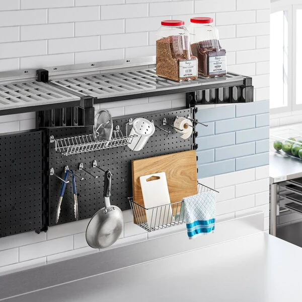 Cambro EWSA36TASK110 Camshelving® Elevation Series 36" x 18" x 30 1/4" Black Task Station Add-On Kit for Vertical Wall Shelving