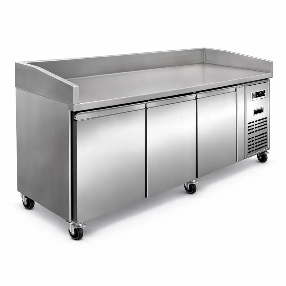Culinex, Ventilated Refrigerator with Marble Top Pizza Counter, 3 Doors, 420 W