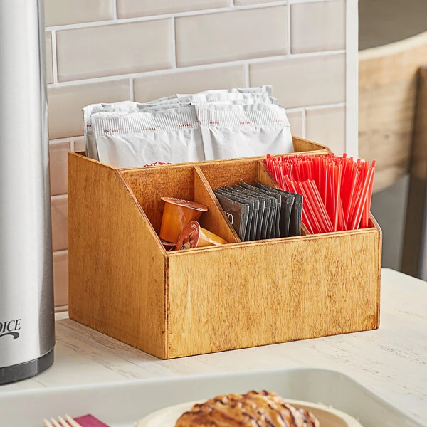 American Metalcraft PWC7 7 1/2" x 6 1/2" x 5 1/8" Natural Poplar Wood Coffee Caddy