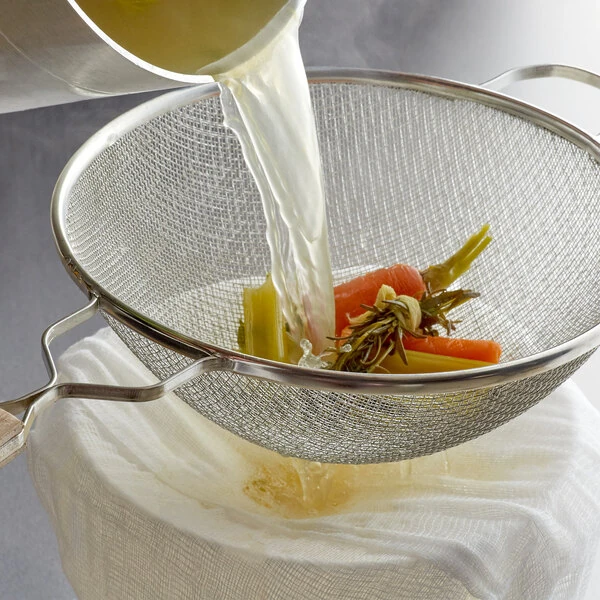 TableCraft 99 10 1/4" Medium Tin Double Mesh Strainer