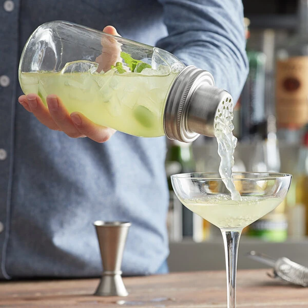 Acopa 25 oz. 3-Piece Glass Mason Jar Cocktail Shaker