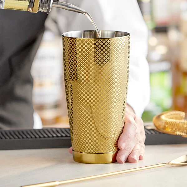 Barfly® 28 oz. Gold Full Size Diamond Lattice Cocktail Shaker M37199GD