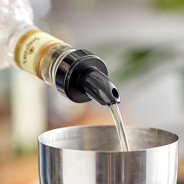 Choice Short Free Flow Black Liquor Pourer with Collar - 12/Pack