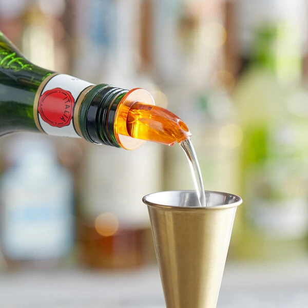 Choice Short Free Flow Amber Liquor Pourer - 12/Pack