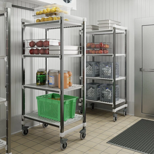 Cambro EXMU243678V4480 Camshelving® Elements XTRA Vented 4-Shelf Mobile Unit - 24'' x 36'' x 78''