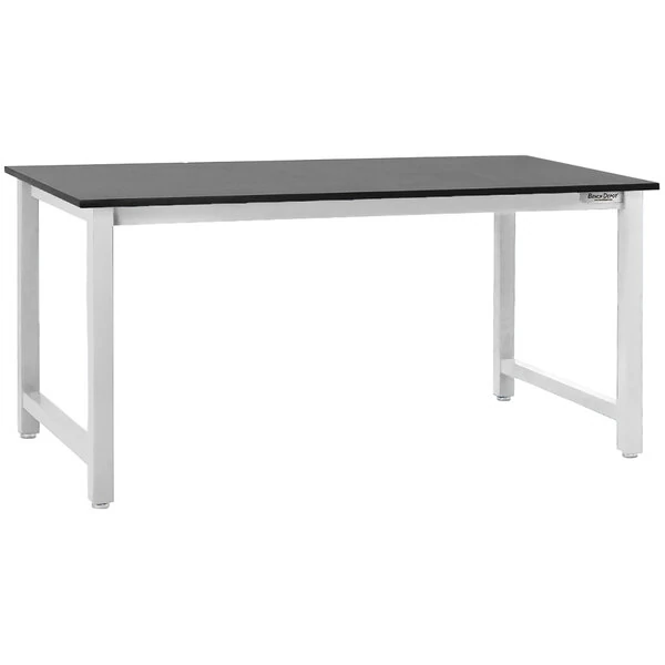 BenchPro Kennedy Series 30" x 72" Phenolic Resin Top Adjustable Workbench with White Frame and Square Cut Front Edge KZ3072