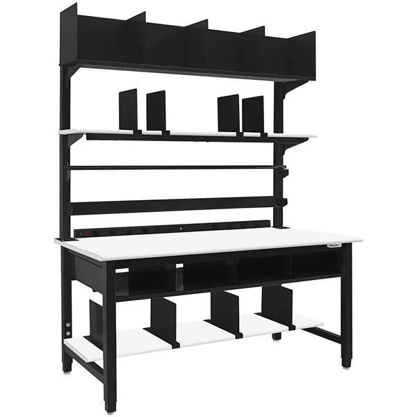 BenchPro Kennedy Series 30" x 72" Formica Laminate Top Adjustable Packaging Table Set with Black Frame and Round Front Edge PACK3072