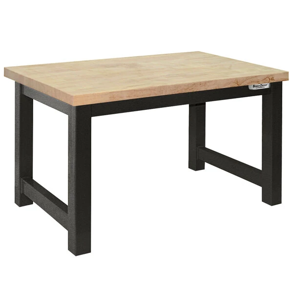 BenchPro Harding Series 30" x 96" Heavy-Duty Maple Butcher Block Top Workbench with Black Frame HW3096