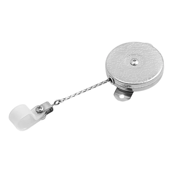 KEY-BAK Industrial Heavy-Duty Chrome-Plated Steel Equipment Tether with Bracket Mount, Plastic Clamp, and 24" Retractable Stainless Steel Chain 0007-022