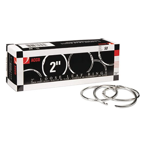 Acco 72205 2" Diameter Metal Book Ring - 50/Box