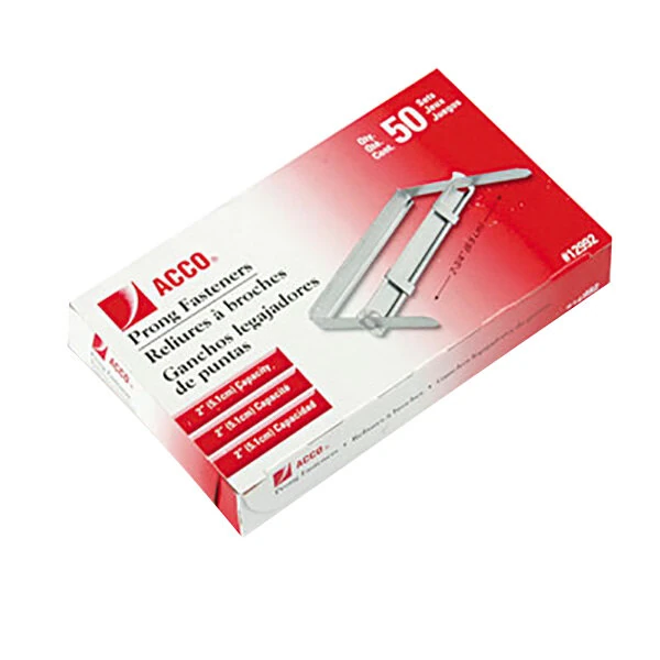 Acco 12992 2" Capacity Two-Piece Paper File Fasteners - 50/Box