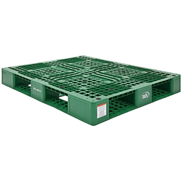 Vestil PLP2-4840-GREEN 47 3/8" x 39 1/2" x 6" Green Plastic Pallet - 8,000 lb. Capacity