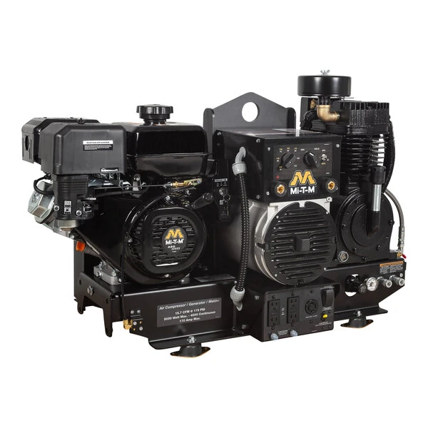 Mi-T-M AGW Series Two-Stage Gas-Powered Air Compressor / Generator / Welder Base Mount with 420cc Engine AGW-SM14-B - 14 hp, 2,500-5,000W