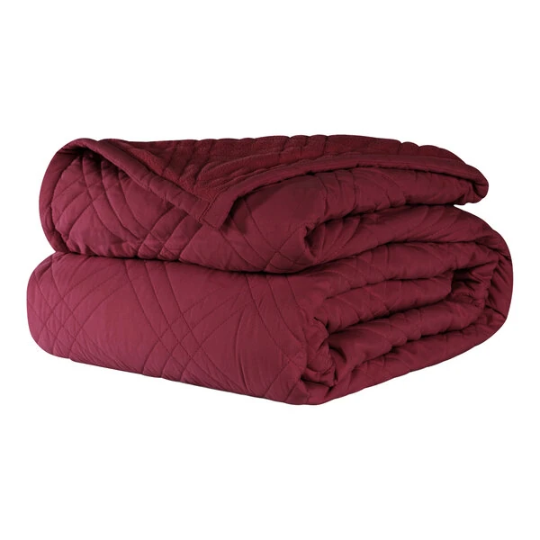 Berkshire Hospitality CozyCare Classic 76" x 110" Twin Size Burgundy 100% Polyester Bedspread - 4/Case