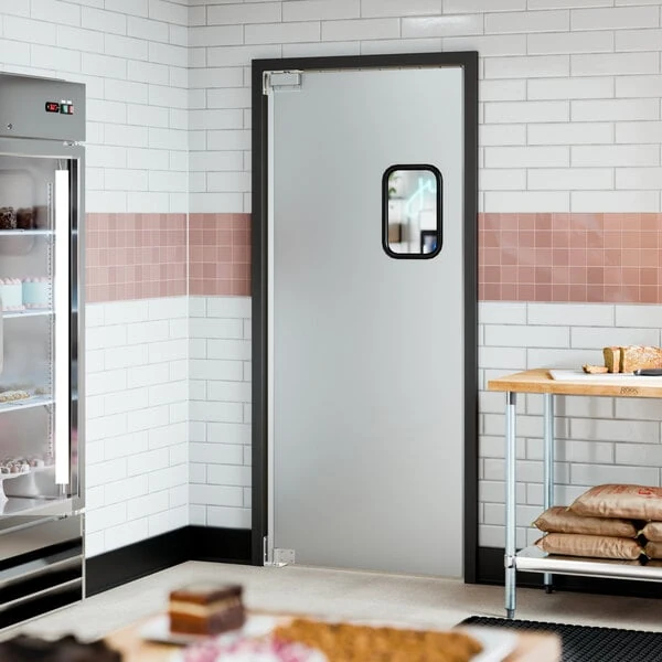 Curtron Service-Pro Series 20 Single Aluminum Swinging Traffic Door with 9" x 14" Window - 36" x 84" Door Opening