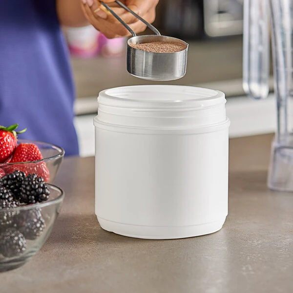 44 oz. White HDPE Plastic Canister - 76/Case
