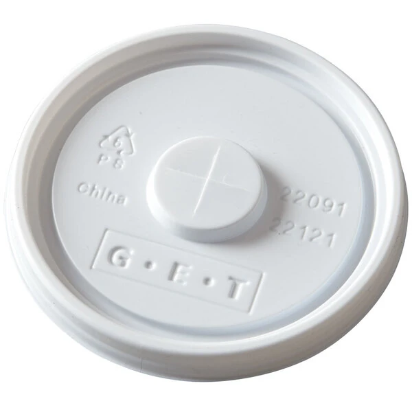 GET LID-22091-W Disposable White Plastic Lid with Straw Slot for 3 1/4" Diameter Tumblers - 1,000/Case