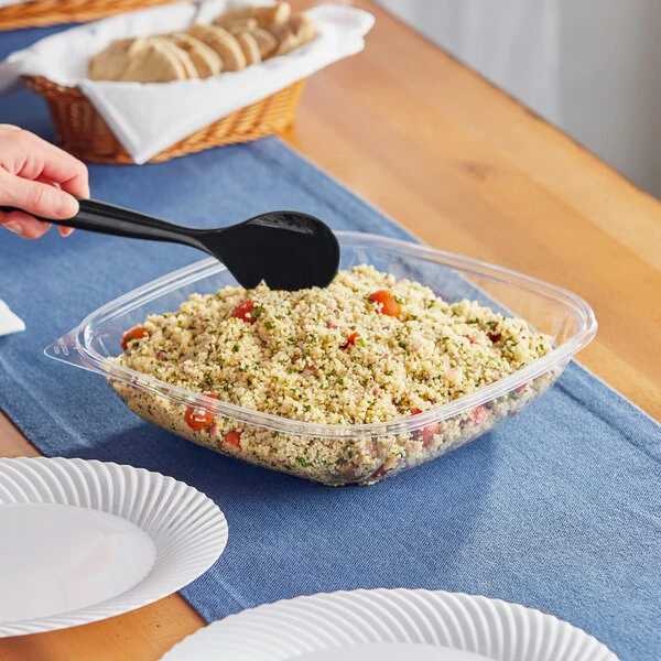Visions 80 oz. Clear PET Plastic Square Catering / Serving Bowl - 50/Case