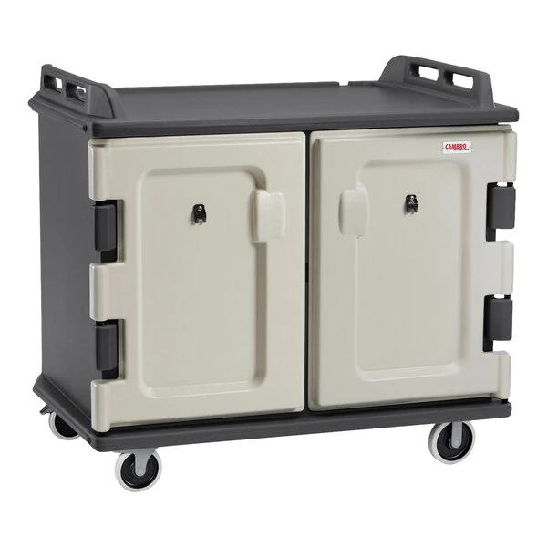 Cambro 48 1/2" x 32 1/2" x 44" Charcoal Gray 20 Tray Meal Delivery Cart MDC1418S20615