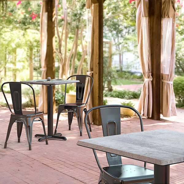 Lancaster Table & Seating Excalibur 24" x 24" Square Standard Height Table with Textured Toscano Finish and Cross Base Plate
