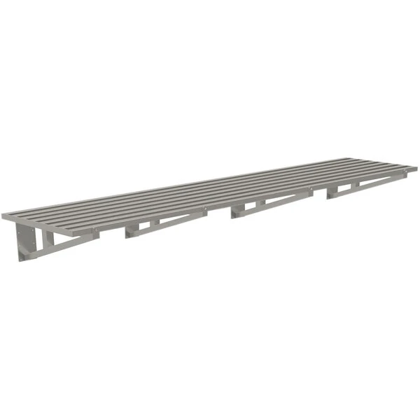 Advance Tabco DT21-10 21" x 120" Heavy-Duty Slotted Stainless Steel Wall Shelf