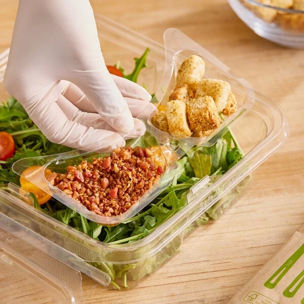 Inline Plastics 2-Compartment Tray Insert for Safe-T-Fresh 35, 48, and 64 oz. Rectangular Hinged Containers - 360/Case