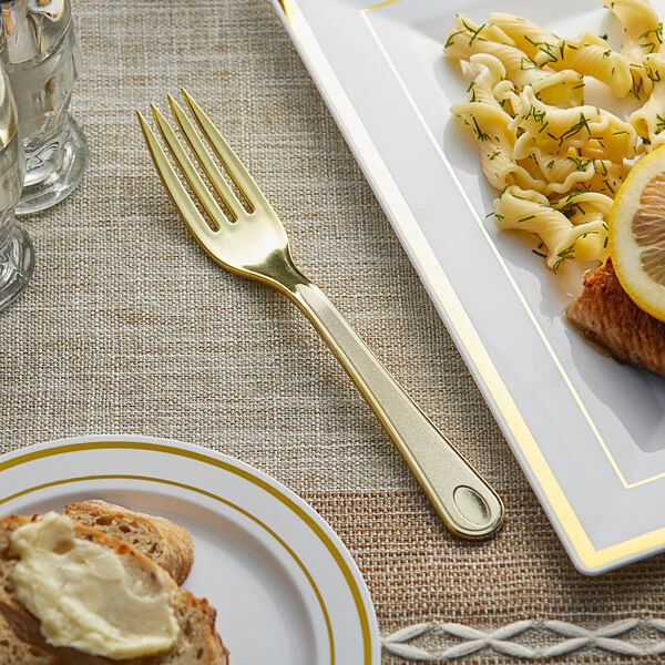 Visions 7 1/4" Satin Extra Heavy Weight Gold Plastic Fork - 400/Case