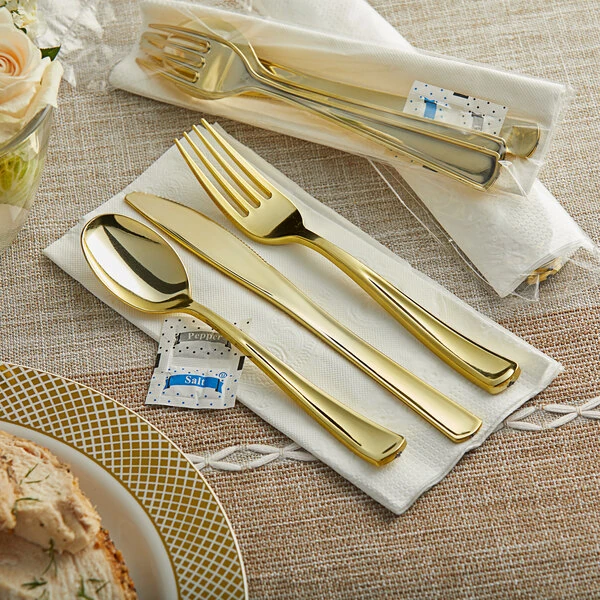 Gold Plastic Cutlery / Utensils