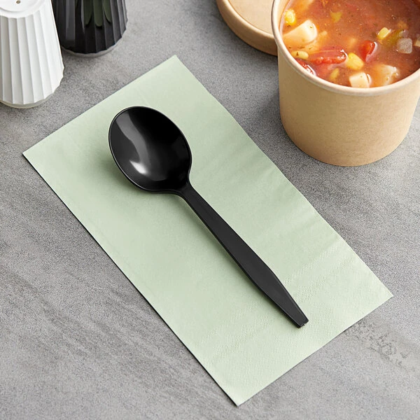 Choice Black Heavy Weight Polypropylene Plastic Soup Spoon - 100/Pack