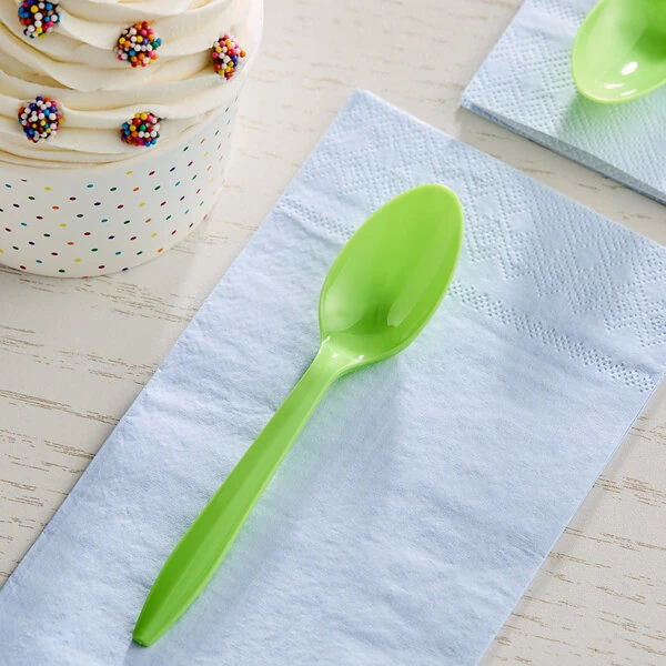 Choice Lime Green Medium Heavy Weight Polypropylene Plastic Teaspoon - 1,000/Case