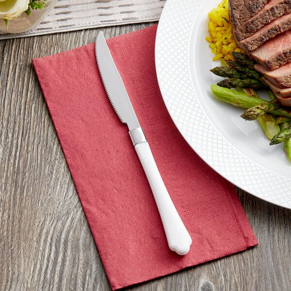 Visions Empire 7 1/2" Silver Extra Heavy Weight Polystyrene Plastic Knife with White Handle - 480/Case