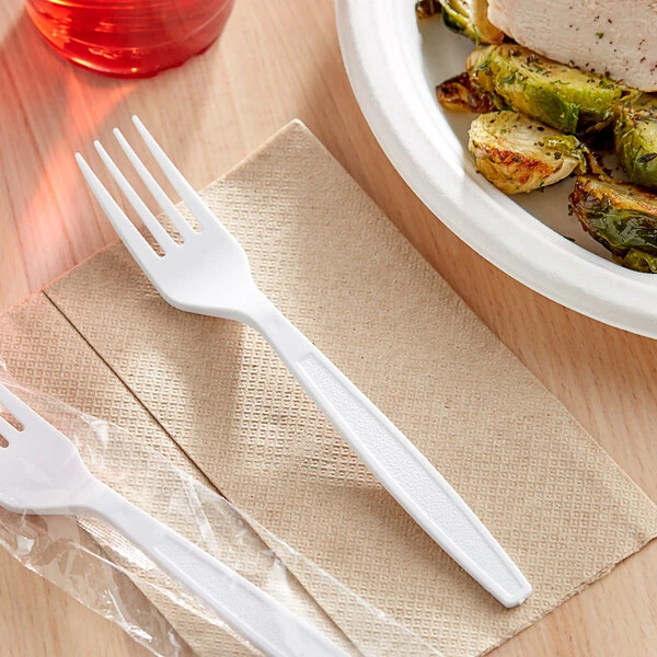 Choice White Extra Heavy Weight Wrapped Polystyrene Plastic Fork - 1,000/Case