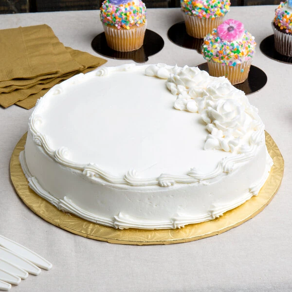 Enjay 1/4-12RG24 12" Fold-Under 1/4" Thick Gold Round Cake Drum - 24/Case