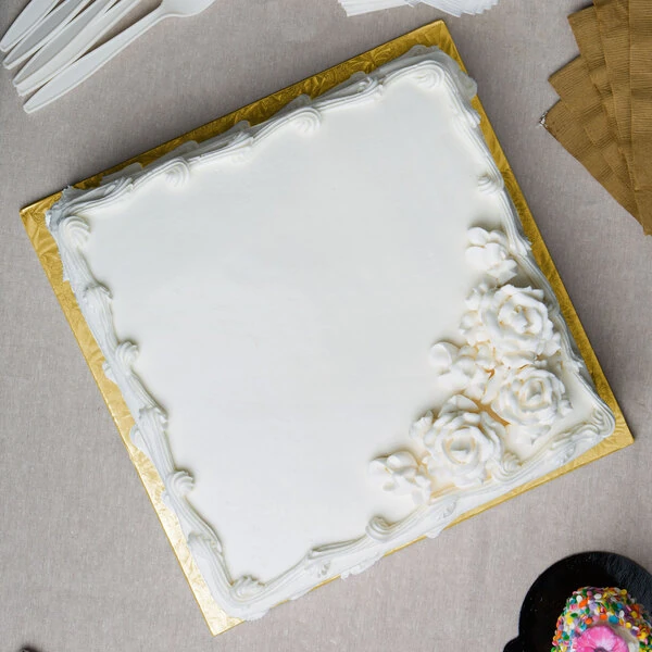 Enjay 1/4-12SG24 12" Fold-Under 1/4" Thick Gold Square Cake Drum - 12/Case