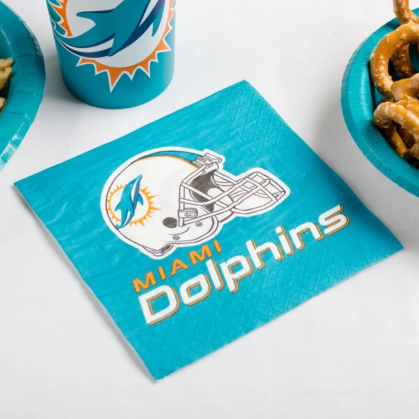 Creative Converting Miami Dolphins 2-Ply Luncheon Napkin - 192/Case