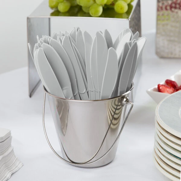 Creative Converting 7 1/2" Shimmering Silver Heavy Weight Premium Plastic Knife - 288/Case