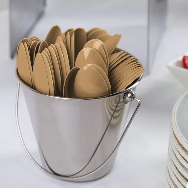Creative Converting 6 1/8" Glittering Gold Heavy Weight Plastic Spoon - 288/Case