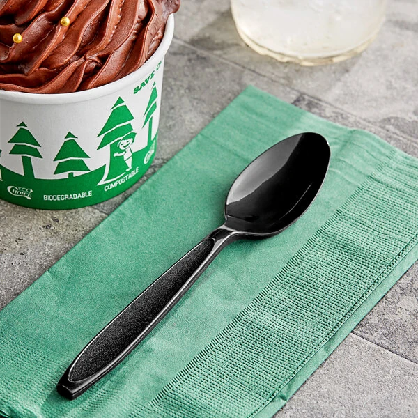 Solo Impress Heavy Weight Black Plastic Teaspoon - 1,000/Case