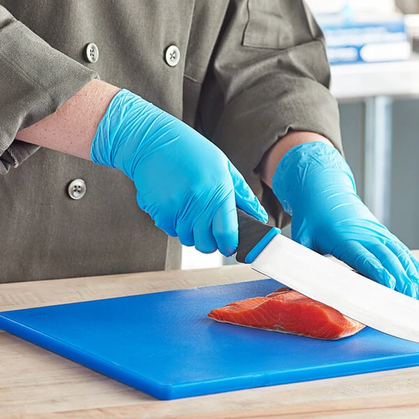 Noble Powder-Free Disposable Blue Hybrid 3.5 Mil Thick Gloves - Large - 1,000/Case