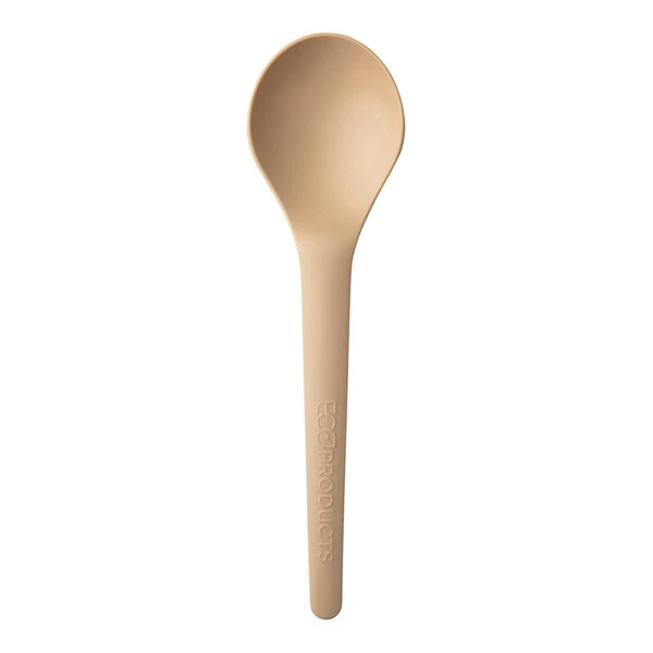 Eco-Products Veridian Plantware 6" Compostable Beige CPLA Plastic Soup Spoon - 1,000/Case