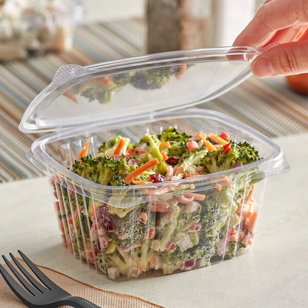 Stalk Market Rectangular Clear PLA Plastic Hinged Deli Container 16 oz. - 300/Case