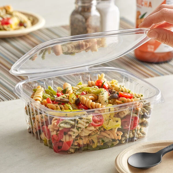 Stalk Market Rectangular Clear PLA Plastic Hinged Deli Container 32 oz. - 200/Case