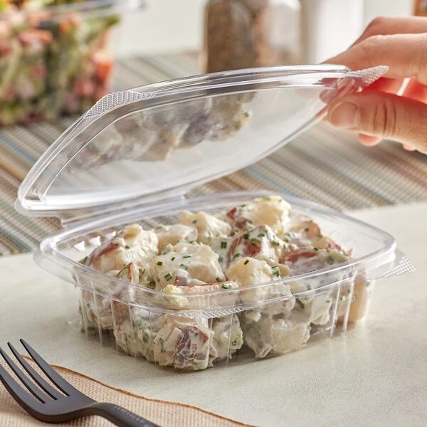 Stalk Market Rectangular Clear PLA Plastic Hinged Deli Container 8 oz. - 300/Case